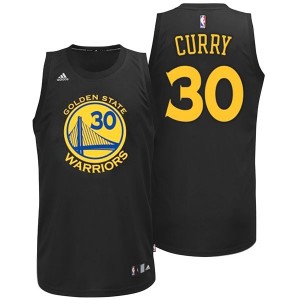 Maillot NBA Golden State Warriors #30 Stephen Curry Noir Adidas Swingman Fashion - Homme