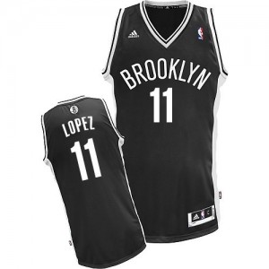 Maillot NBA Brooklyn Nets #11 Brook Lopez Noir Adidas Swingman Road - Homme