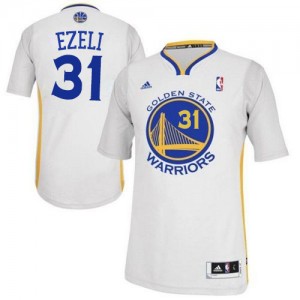 Maillot NBA Golden State Warriors #31 Festus Ezeli Blanc Adidas Authentic Alternate - Homme