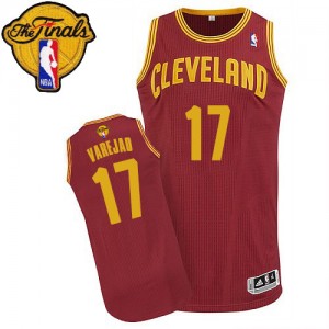 Maillot NBA Authentic Anderson Varejao #17 Cleveland Cavaliers Road 2015 The Finals Patch Vin Rouge - Homme