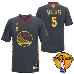 Maillot NBA Golden State Warriors #5 Marreese Speights Noir Adidas Swingman Slate Chinese New Year 2015 The Finals Patch - Homme