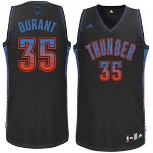 Maillot NBA Noir Kevin Durant #35 Oklahoma City Thunder Vibe Swingman Homme Adidas