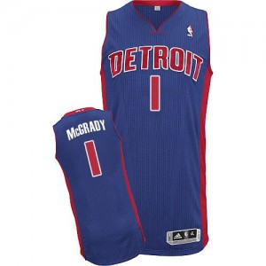 Maillot NBA Detroit Pistons #1 Tracy McGrady Bleu royal Adidas Authentic Road - Homme