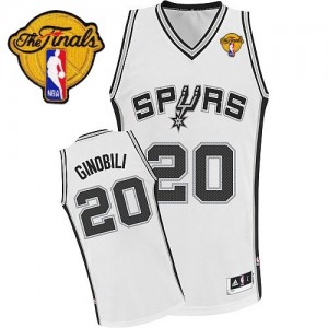 Maillot NBA Blanc Manu Ginobili #20 San Antonio Spurs Home Finals Patch Authentic Homme Adidas