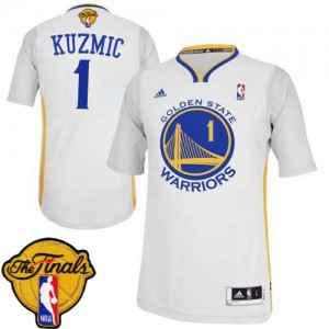 Maillot NBA Golden State Warriors #1 Ognjen Kuzmic Blanc Adidas Authentic Alternate 2015 The Finals Patch - Homme