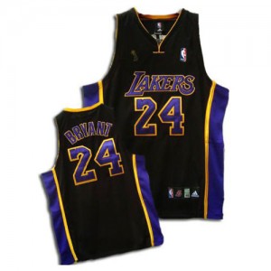 Maillot NBA Los Angeles Lakers #24 Kobe Bryant Noir / Violet Adidas Authentic Champions Patch - Homme