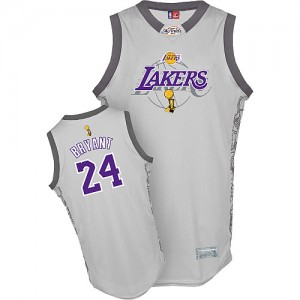 Maillot NBA Authentic Kobe Bryant #24 Los Angeles Lakers 2010 Finals Commemorative Gris - Homme