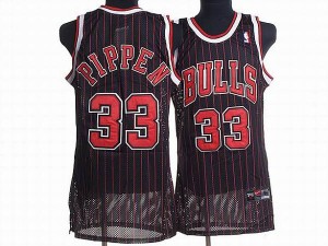 Chicago Bulls #33 Nike Throwback Noir Rouge Swingman Maillot d'équipe de NBA sortie magasin - Scottie Pippen pour Homme