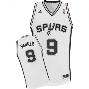 Maillot NBA Blanc Tony Parker #9 San Antonio Spurs Home Swingman Homme Adidas