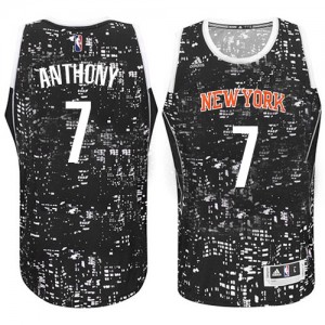 Maillot NBA Noir Carmelo Anthony #7 New York Knicks City Light Authentic Homme Adidas