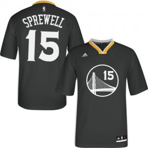 Maillot Adidas Noir Alternate Swingman Golden State Warriors - Latrell Sprewell #15 - Homme