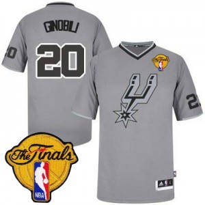Maillot Adidas Gris 2013 Christmas Day Finals Patch Authentic San Antonio Spurs - Manu Ginobili #20 - Homme