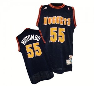 Maillot Authentic Denver Nuggets NBA Throwback Bleu marin - #55 Dikembe Mutombo - Homme