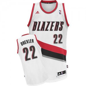 Portland Trail Blazers #22 Adidas Home Blanc Swingman Maillot d'équipe de NBA vente en ligne - Clyde Drexler pour Homme