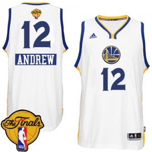 Maillot NBA Golden State Warriors #12 Andrew Bogut Blanc Adidas Swingman 2014-15 Christmas Day 2015 The Finals Patch - Homme