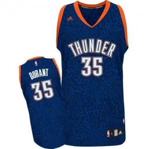 Maillot NBA Oklahoma City Thunder #35 Kevin Durant Bleu Adidas Authentic Crazy Light - Homme
