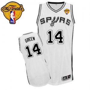 Maillot Authentic San Antonio Spurs NBA Home Finals Patch Blanc - #14 Danny Green - Homme