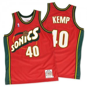 Maillot Mitchell and Ness Rouge Throwback SuperSonics Swingman Oklahoma City Thunder - Shawn Kemp #40 - Homme