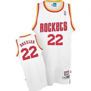 Houston Rockets #22 Mitchell and Ness Throwback Blanc Swingman Maillot d'équipe de NBA Magasin d'usine - Clyde Drexler pour Homme