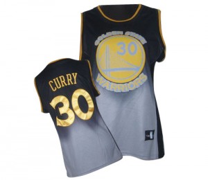 Golden State Warriors Stephen Curry #30 Fadeaway Fashion Authentic Maillot d'équipe de NBA - Gris noir pour Femme