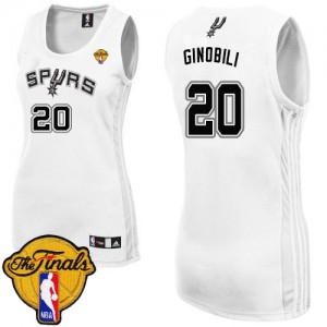 San Antonio Spurs #20 Adidas Home Finals Patch Blanc Authentic Maillot d'équipe de NBA boutique en ligne - Manu Ginobili pour Femme