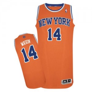 Maillot NBA New York Knicks #14 Anthony Mason Orange Adidas Authentic Alternate - Homme