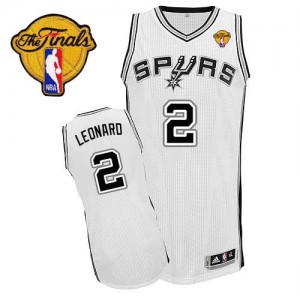 Maillot NBA Authentic Kawhi Leonard #2 San Antonio Spurs Home Finals Patch Blanc - Homme