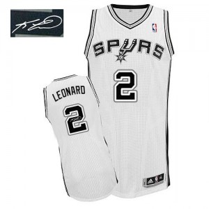 San Antonio Spurs Kawhi Leonard #2 Home Autographed Authentic Maillot d'équipe de NBA - Blanc pour Homme