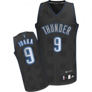 Oklahoma City Thunder Serge Ibaka #9 Rhythm Fashion Authentic Maillot d'équipe de NBA - Noir pour Homme