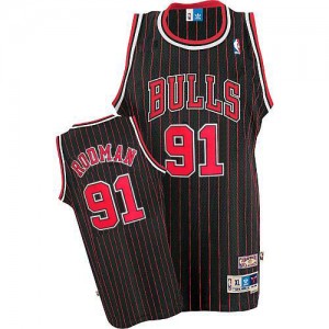 Maillot Adidas Noir Rouge Throwback Swingman Chicago Bulls - Dennis Rodman #91 - Homme