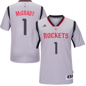 Maillot NBA Gris Tracy McGrady #1 Houston Rockets Alternate Swingman Homme Adidas
