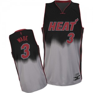 Maillot NBA Gris noir Dwyane Wade #3 Miami Heat Fadeaway Fashion Authentic Homme Adidas