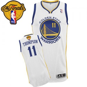 Maillot NBA Golden State Warriors #11 Klay Thompson Blanc Adidas Authentic Home 2015 The Finals Patch - Femme