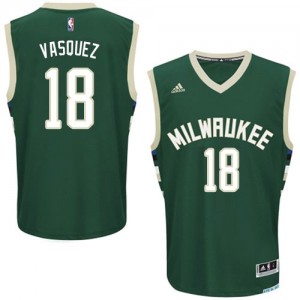 Maillot NBA Vert Greivis Vasquez #18 Milwaukee Bucks Road Swingman Homme Adidas