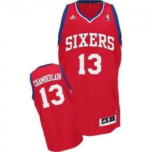 Maillot NBA Rouge Wilt Chamberlain #13 Philadelphia 76ers Road Swingman Homme Adidas