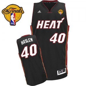 Maillot NBA Noir Udonis Haslem #40 Miami Heat Road Finals Patch Swingman Homme Adidas