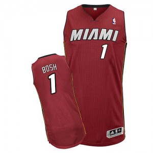 Maillot NBA Rouge Chris Bosh #1 Miami Heat Alternate Authentic Homme Adidas