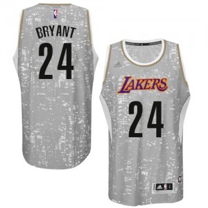 Maillot NBA Los Angeles Lakers #24 Kobe Bryant Gris Adidas Authentic City Light - Homme