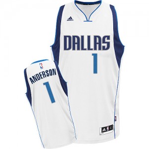 Maillot NBA Blanc Justin Anderson #1 Dallas Mavericks Home Swingman Homme Adidas
