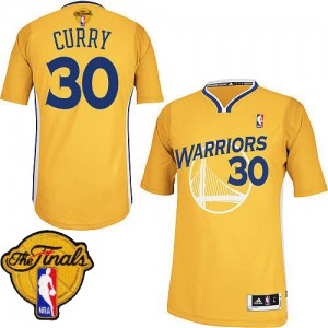 Golden State Warriors Stephen Curry #30 Alternate 2015 The Finals Patch Authentic Maillot d'équipe de NBA - Or pour Femme