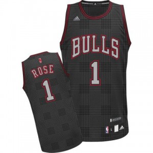 Chicago Bulls #1 Adidas Rhythm Fashion Noir Authentic Maillot d'équipe de NBA en soldes - Derrick Rose pour Homme