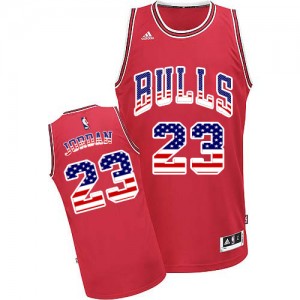 Maillot Adidas Rouge USA Flag Fashion Authentic Chicago Bulls - Michael Jordan #23 - Homme