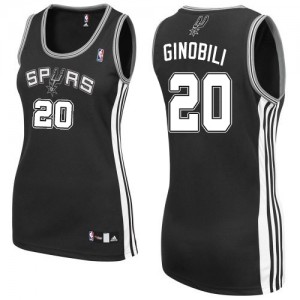 Maillot Authentic San Antonio Spurs NBA Road Noir - #20 Manu Ginobili - Femme