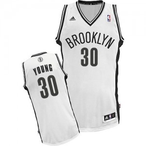Maillot NBA Blanc Thaddeus Young #30 Brooklyn Nets Home Swingman Enfants Adidas