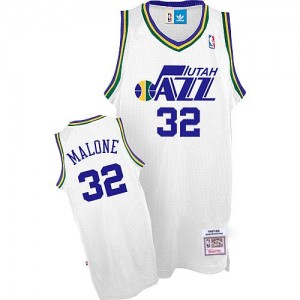 Utah Jazz #32 Adidas Throwback Blanc Authentic Maillot d'équipe de NBA la vente - Karl Malone pour Homme