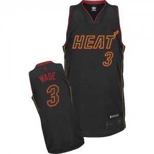 Maillot Authentic Miami Heat NBA Fashion Fibre de carbone noire - #3 Dwyane Wade - Homme