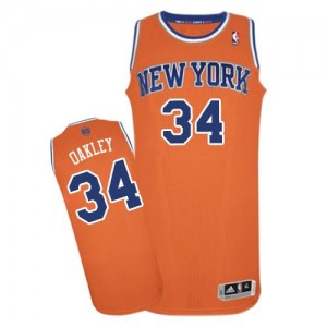 New York Knicks Charles Oakley #34 Alternate Authentic Maillot d'équipe de NBA - Orange pour Homme