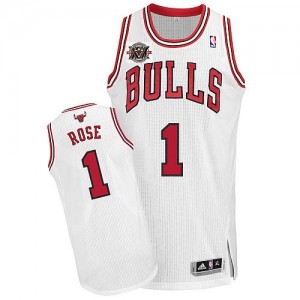 Maillot NBA Authentic Derrick Rose #1 Chicago Bulls Home 20TH Anniversary Blanc - Homme