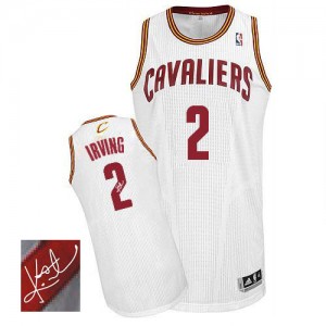 Maillot NBA Blanc Kyrie Irving #2 Cleveland Cavaliers Home Autographed Authentic Homme Adidas