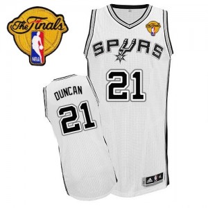 Maillot NBA Authentic Tim Duncan #21 San Antonio Spurs Home Finals Patch Blanc - Enfants